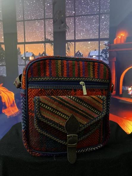 Kilim dokuma otantik bordo askılı omuz çantası - 2