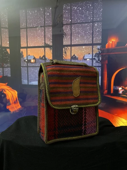 Heybe model Kilim dokuma otantik bordo askılı omuz çantası - 2