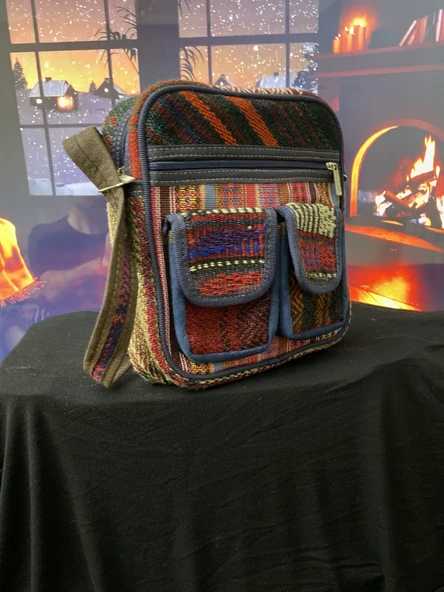 Kilim dokuma otantik bordo askılı omuz çantası - 2