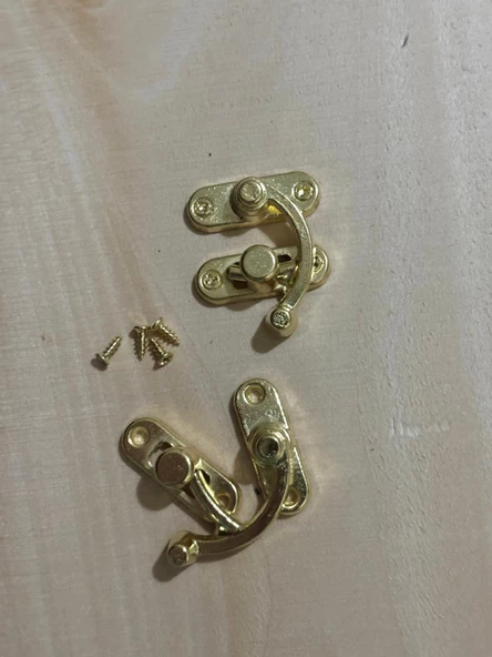 Orta Boy 2 Adet Yay Gözü Kancalı Kilit 28x33 mm Sarı Kutu Kilit - 3