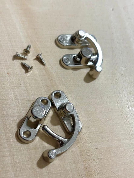 Orta Boy 2 Adet Yay Gözü Kancalı Kilit 28x33 mm Kutu Kilit Nikel - 4