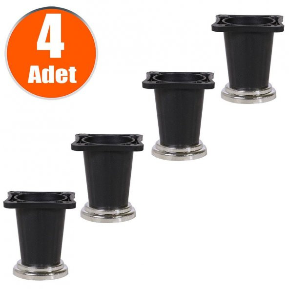 Yıldız Mobilya Masa Puf Sehpa TV Ünitesi Ayağı Siyah Krom Baza Ayak 8 cm (4 Adet)
