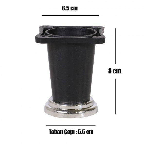 Yıldız Mobilya Masa Puf Sehpa TV Ünitesi Ayağı Siyah Krom Baza Ayak 8 cm (4 Adet) - Resim 3