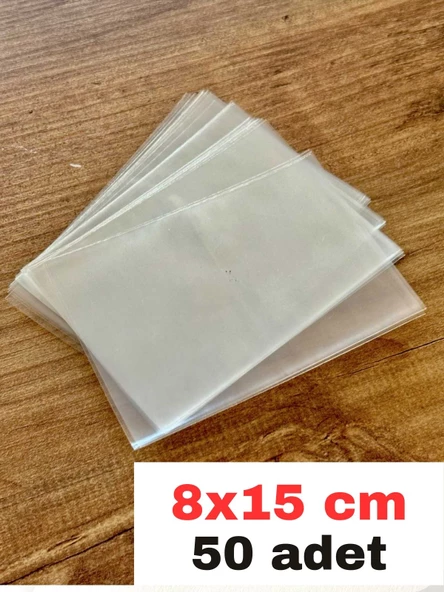 8X15 CM MİNİ ŞEFFAF JELATİN POŞET BANTSIZ DÜZ 50 ADET