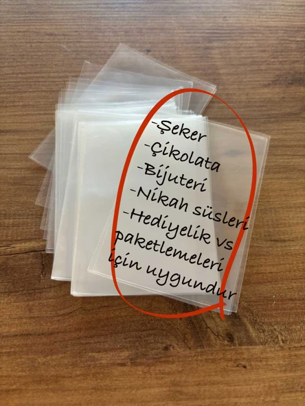 8X15 CM MİNİ ŞEFFAF JELATİN POŞET BANTSIZ DÜZ 50 ADET - Resim 2