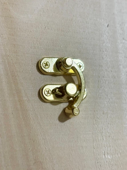 Orta Boy 2 Adet Yay Gözü Kancalı Kilit 28x33 mm Sarı Kutu Kilit