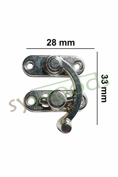 Orta Boy 2 Adet Yay Gözü Kancalı Kilit 28x33 mm Kutu Kilit Nikel - 3