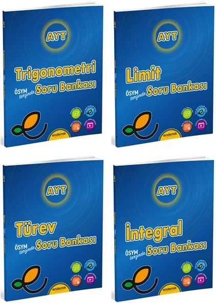 Endemik 2025 Ayt Trigonometri + Limit + Türev + İntegral Soru Bankası Seti 4 Kitap