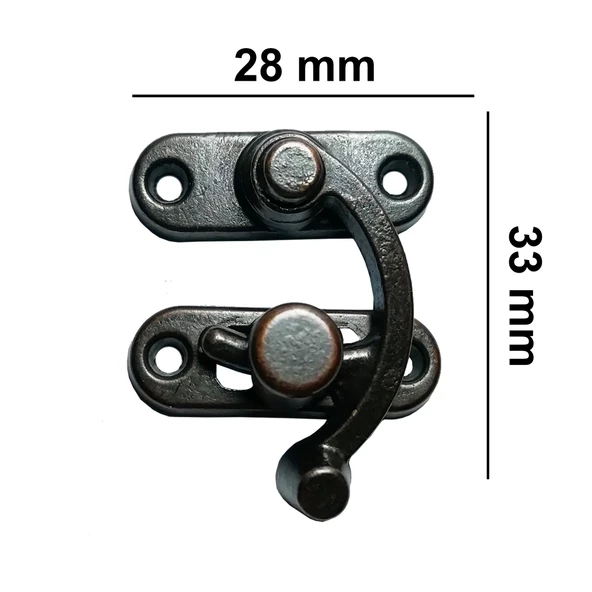 Orta Boy 2 Adet Yay Gözü Kancalı Kilit 28x33 mm Kutu Kilit Bakır Oksit - 2