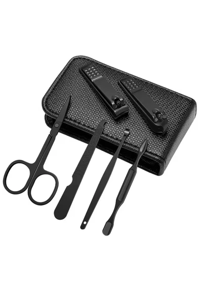 Taşınabilir Çantalı 6’lı Tırnak Bakım Seti – Çelik Manikür Pedikür Seti, Profesyonel 6 in 1 - 2