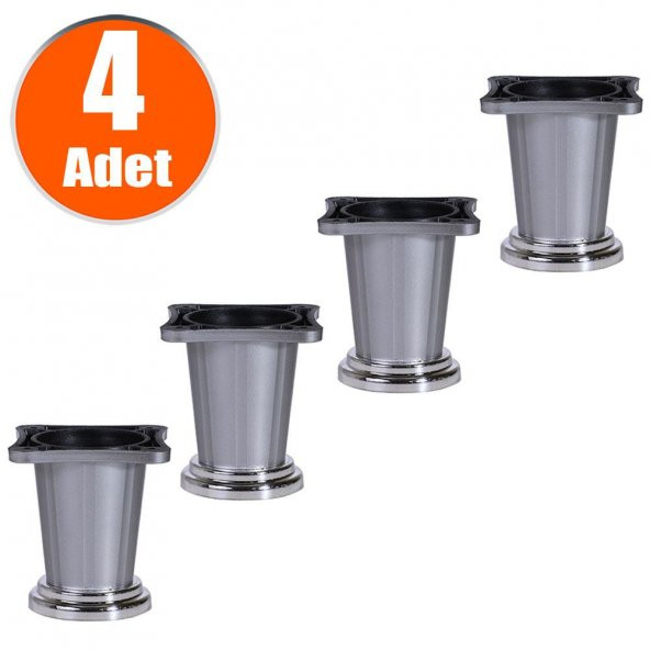 Yıldız Mobilya Masa Puf Sehpa TV Ünitesi Ayağı Saten Krom Baza Ayak 8 cm (4 Adet)
