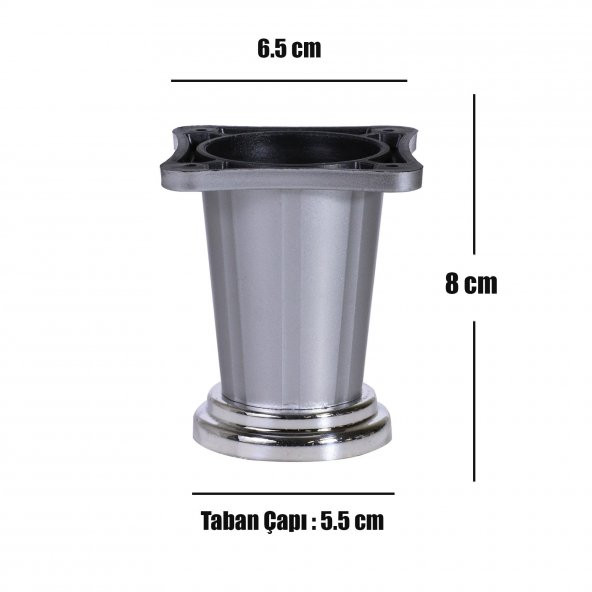 Yıldız Mobilya Masa Puf Sehpa TV Ünitesi Ayağı Saten Krom Baza Ayak 8 cm (4 Adet) - 3