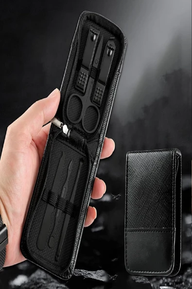 Taşınabilir Çantalı 6’lı Tırnak Bakım Seti – Çelik Manikür Pedikür Seti, Profesyonel 6 in 1