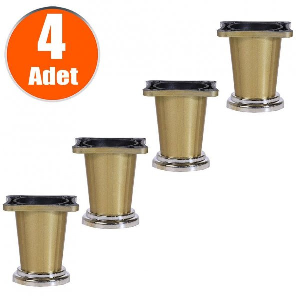 Yıldız Mobilya Masa Puf Sehpa TV Ünitesi Ayağı Gold Krom Baza Ayak 8 cm (4 Adet)