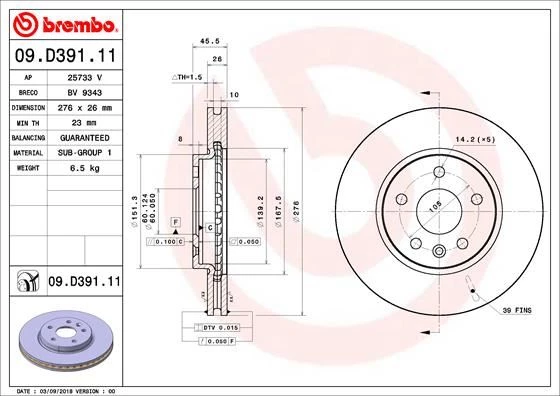 ÖN FREN AYNASI ASTRA K 15 15 İNÇ / 5 DELİK 276x26x5DL HAVALI