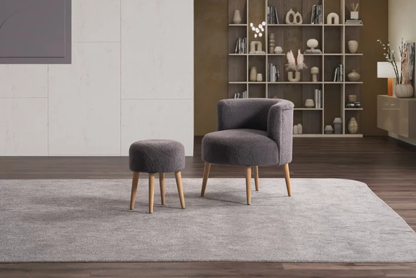 PANDA Çay Seti Berjer Ve Puf Takımı (SALON, BALKON, OFİS) (2) Li Takım  Antrasit