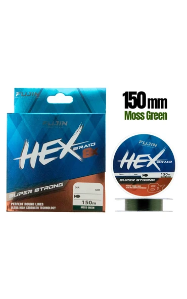 Fujin Hex Braid 8x 150mt Moss Green PE İp Misina 0,04 mm