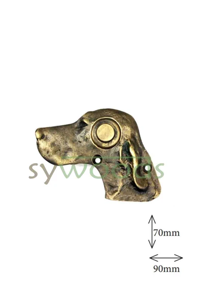 Köpek motif pirinç döküm dekoratif motifli kapı zili villa ev antik - Resim 2