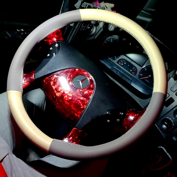 DİKİŞLİ DİREKSİYON KILIFI BEJ - GRİ - GRİ DİKİŞLİ MERCEDES TIR KAMYON ürün görseli