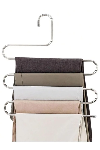 5 Katlı Krom Pantolon Askısı Gardırop Askı Eşarp Şal Havlu Askısı Dolap İçi Düzenleyici Askılık - 2