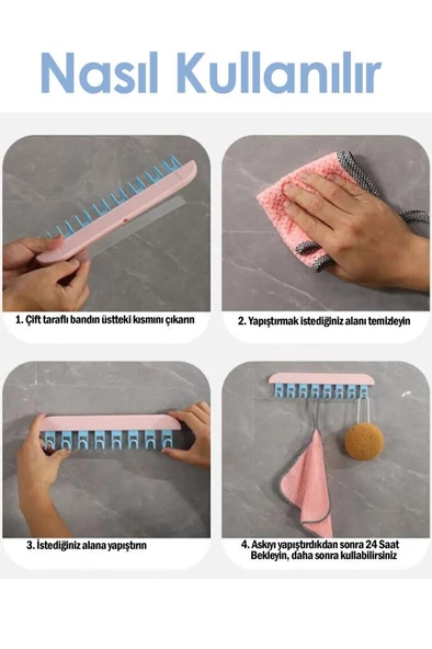 1 Adet 8 Kancalı Mutfak Banyo Dolap Askı Sütyen Kemer Kravat Eşarp Takı Elbise Çanta Askısı - 8