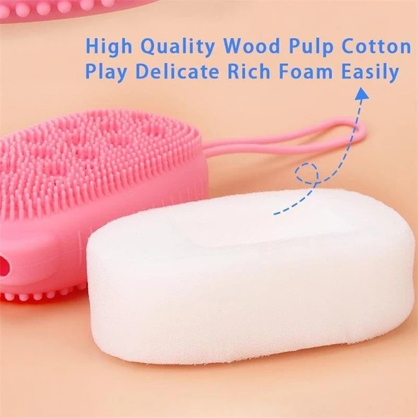 Banyo Hamam Lifi Süngerli Silikon Banyo Duş Peeling Kesesi Sabun Jel Süngeri Cilt Masaj Fırçası - 7