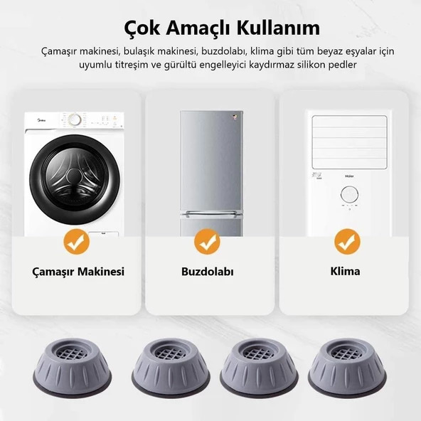 4 lü Beyaz Eşya Ayağı Çamaşır Makinası Altlığı Titreşim Önleyici Yükseltici Kaydırmaz Ayak - 5