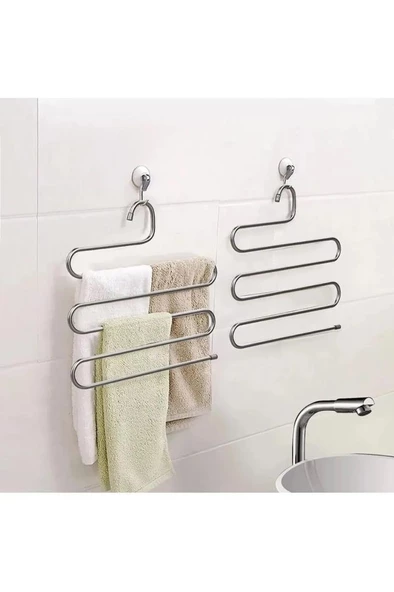 5 Katlı Krom Pantolon Askısı Gardırop Askı Eşarp Şal Havlu Askısı Dolap İçi Düzenleyici Askılık - 6