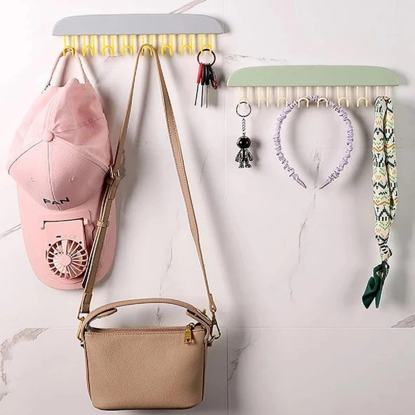 1 Adet 8 Kancalı Mutfak Banyo Dolap Askı Sütyen Kemer Kravat Eşarp Takı Elbise Çanta Askısı - 4