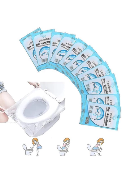 50 Adet Kullan At Klozet Kapağı Poşeti Tek Kullanımlık Umumi Tuvalet Kapak Kılıfı Kamp Seyahat Pedi - 5