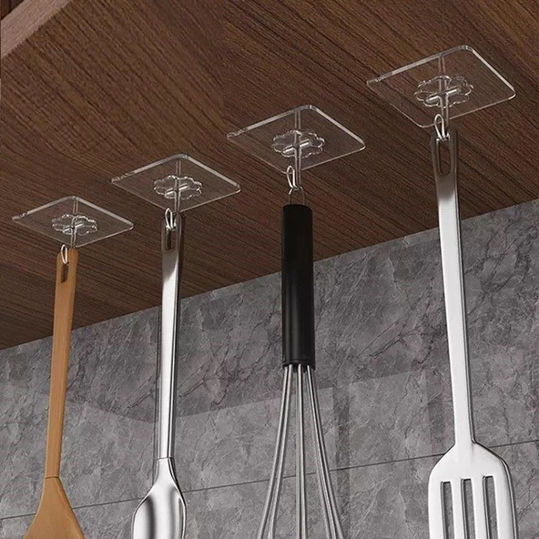 5 Adet Güçlü Şeffaf Yapışkan Duvar Askılar Banyo Mutfak Dolap Havlu Kanca Askısı Askı - 7