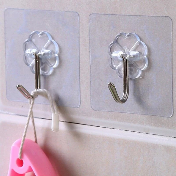 5 Adet Güçlü Şeffaf Yapışkan Duvar Askılar Banyo Mutfak Dolap Havlu Kanca Askısı Askı - 6