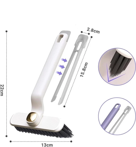 360 Döner Başlıklı Cımbızlı Detay Temizlik Fırçası Derz Fayans Klozet Köşe Oluk Temizleme Fırçası - Resim 2