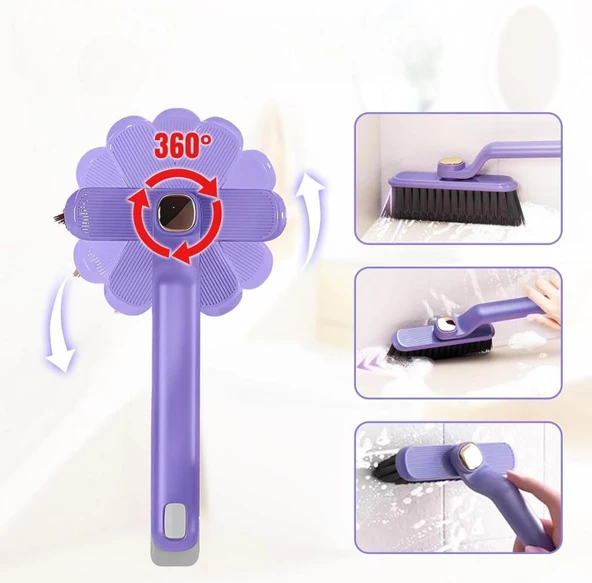 360 Döner Başlıklı Cımbızlı Detay Temizlik Fırçası Derz Fayans Klozet Köşe Oluk Temizleme Fırçası - Resim 3
