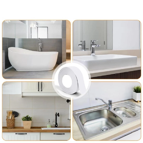3.2 Metre Su Sızdırmaz Bant Duş Banyo Küvet Lavabo Klozet Kenar Sızıntı Tamir Sızdırmazlık Bandı - 5