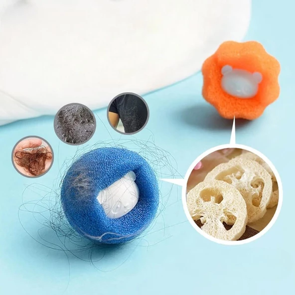 6 x 5 cm Kedi Köpek Tüy Saç Temizleyici Top Çamaşır Makinesi Kıl Toplama Topu Kırışık Önleyici - 6