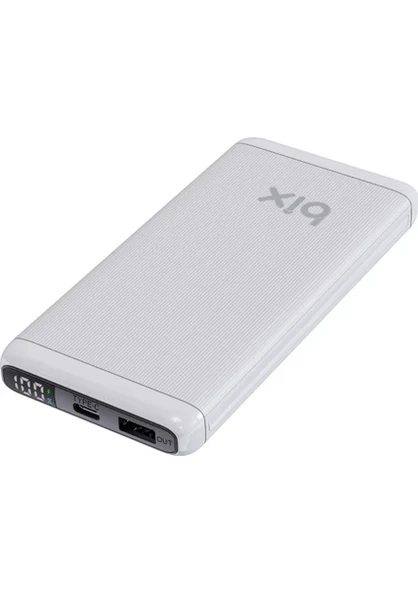 Bix BXPB11 10000MAH 20W Pd Type-C ve Usb-A Scp 22.5W Qc 3.0 18W Çift Çıkışlı LED Ekranlı Powerbank Beyaz