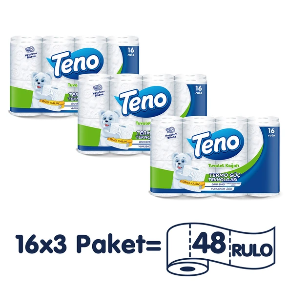 Teno Avantaj Paket Tuvalet Kağıdı 48 Rulo (16 Rulo x 3 Paket) - Resim 2
