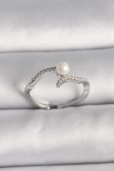 Pirinç Gümüş Renk Zirkon Taşlı Ayarlanabilir Yüzük - TJ-BYK3548 ürün görseli