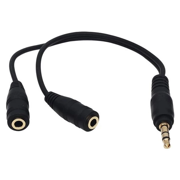 POWERMASTER KULAKLIK ÇOKLAYICI 3.5 MM ERKEK/2 STEREO DİŞİ 20 CM Y KABLO