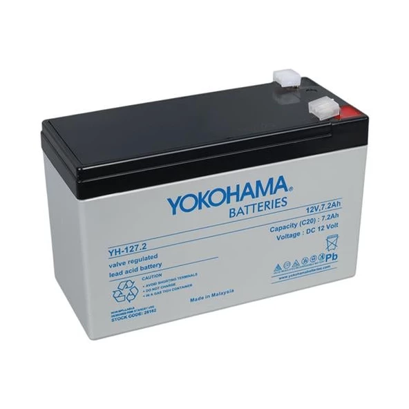 YOKOHAMA YH-127.2 12 VOLT - 7.2 AMPER UPSLER İÇİN KURU AKÜ (150 X 65 X 90 MM)