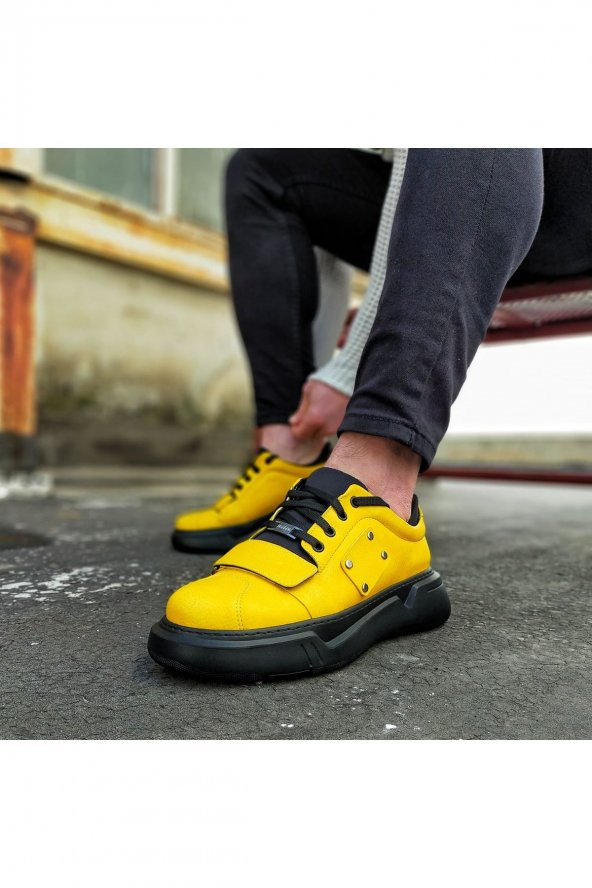 WG018 Sarı Kömür Erkek Yüksek Taban  Ayakkabı