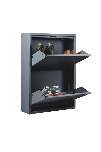 Moemi Metal Ayakkabalık 2'Li Antrasit Ayakkabılık - 3