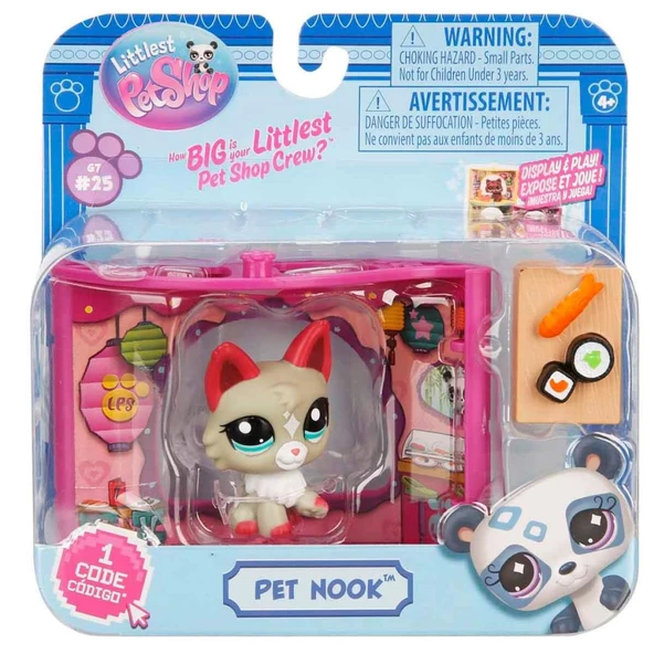 Sunman Littlest Pet Shop Minişler Figür Set Pet Nook G7#25 Kurt GRİ 00591