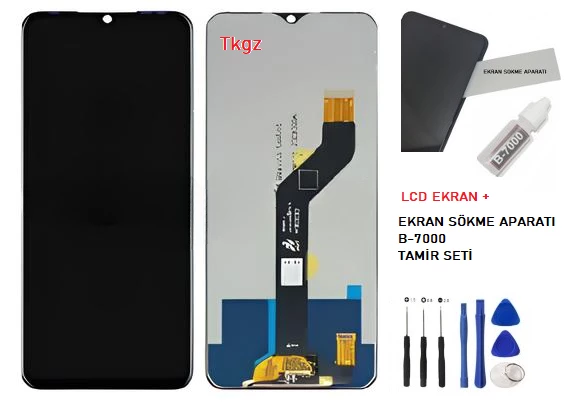 Tkgz - Tecno Pova NEO Uyumlu Lcd Ekran Dokunmatik Orijinal + B-7000 + TAMİR SETİ