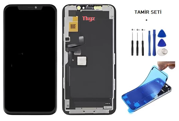 Tkgz - iPhone 11 PRO  Uyumlu Lcd Ekran Dokunmatik Orijinal ( JK MARKA ) + TAMİR SETİ + TOZ BANTI