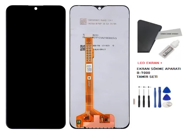 Tkgz - Vivo Y17 Lcd Dokunmatik Ekran Orijinal + B-7000 + TAMİR SETİ