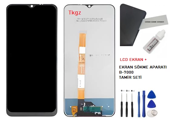 Tkgz - Vivo Y20 Uyumlu Lcd Ekran Dokunmatik Orijinal + B-7000 + TAMİR SETİ