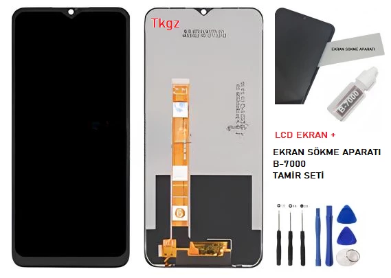 Tkgz - Oppo A31 Uyumlu Lcd Ekran Dokunmatik Orijinal + B-7000 + TAMİR SETİ