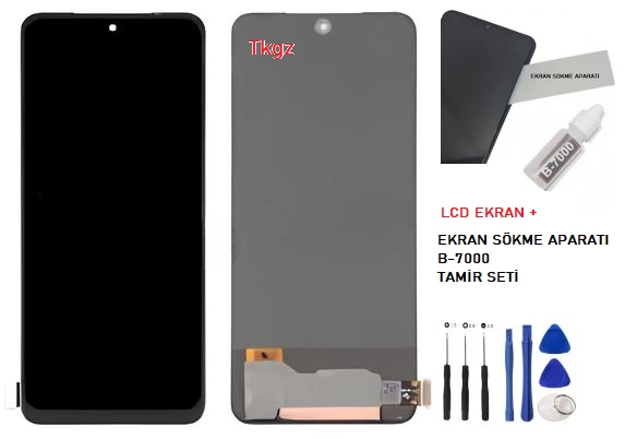 Tkgz - Xiaomi POCO M4 PRO Uyumlu Lcd Ekran Dokunmatik Orijinal + B-7000 + TAMİR SETİ